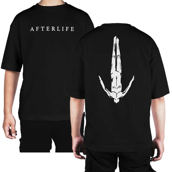 Summer Men Cotton Camiseta Afterlife T-Shirt  Harajuku Gothic Graphic Print Oversize Short Sleeve  Graphic TShirts  Men Clothing