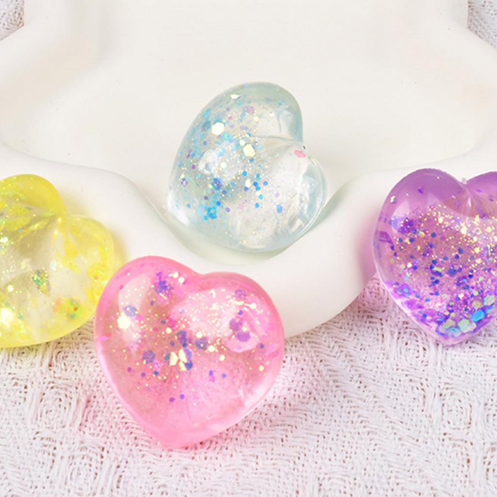 Stretchy Glitters Love Heart Squeeze Toy Soft Pinch and Vent Toy Party Favor Stress Release Toy for Office Kids Relaxing