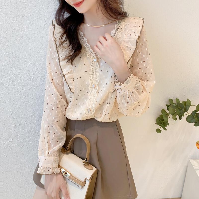 Mokana Women's Sweet Elegant Floral Long-Sleeve Blouse