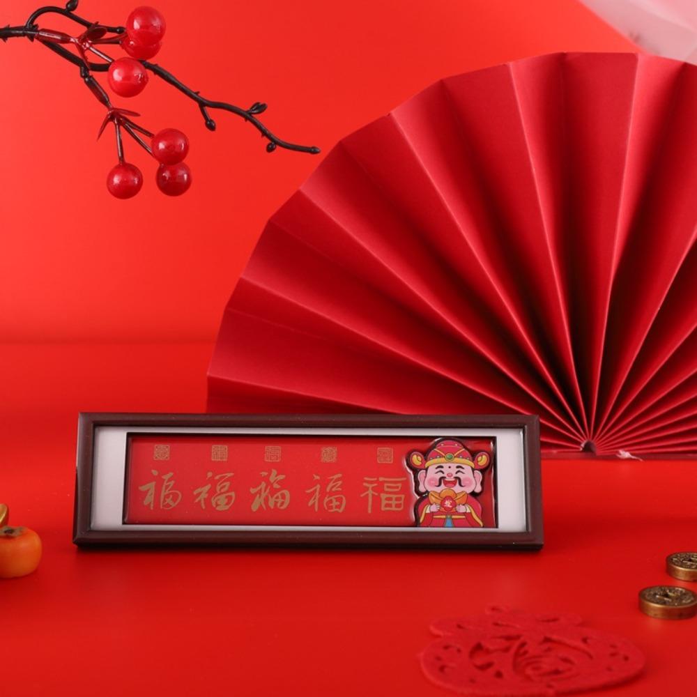 Rectangular God of Wealth Magnetic Refrigerator Traditional Photo Frame Fridge Magnet  Friend Gift