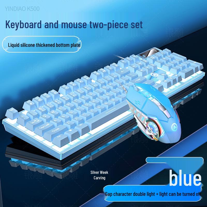 Silberne Skulptur K500 USB-Kabeltastatur & Geräuscharmes Gaming-Maus-Set