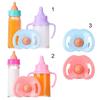 Doll Accessories Magic Milk Juice Bottles With Pacifier Bibs Fit Newborn Plastic Nipple Bottle Dollhouse Toys For Baby Gift