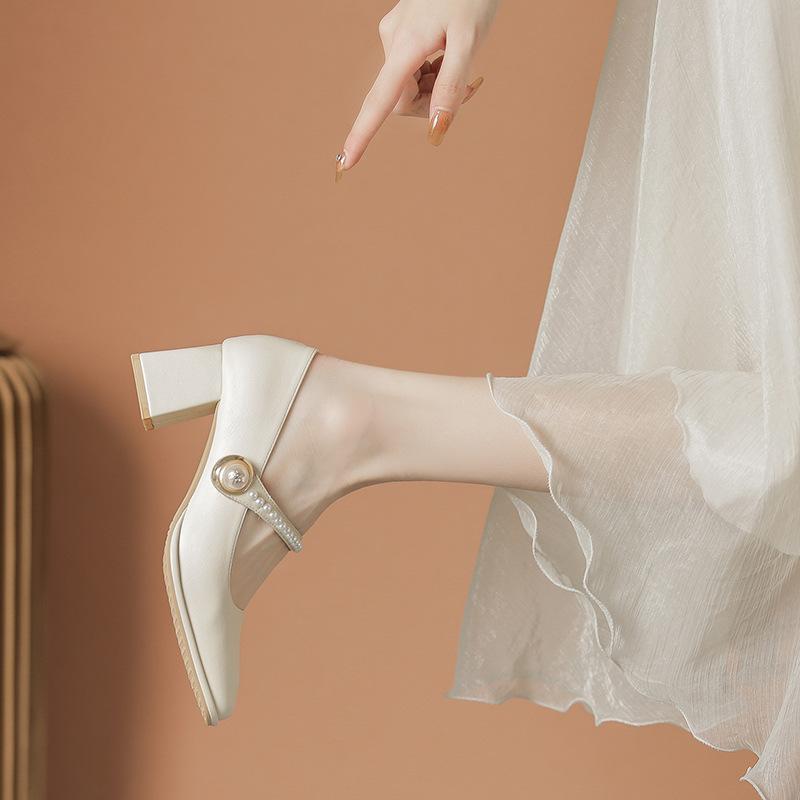 

Туфли-лодочки на толстом каблуке с открытым верхом, нежные туфли Мэри Джейн для вечера, лакированные туфли на высоком каблуке, одинарные туфли 40 абрикосовый