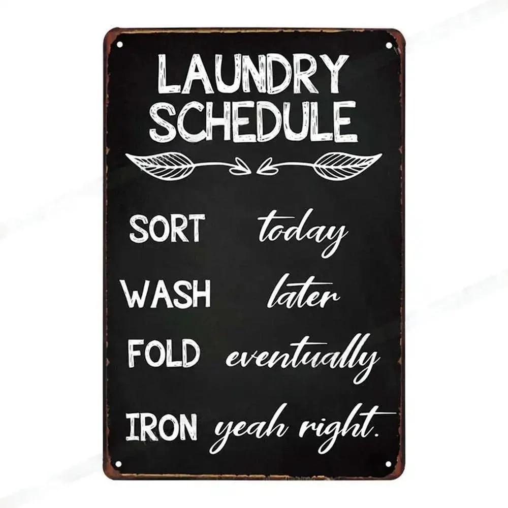 Vintage Fun Laundry Room Metal Tin Sign Plaque Black Cat Posters Decorative Plates For Home Laundry Room Bathroom Wall Decor