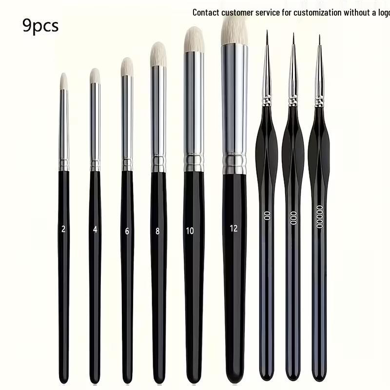 6-Piece Art Brush Set for Acrylic, Oil, Watercolor & Pottery Painting
