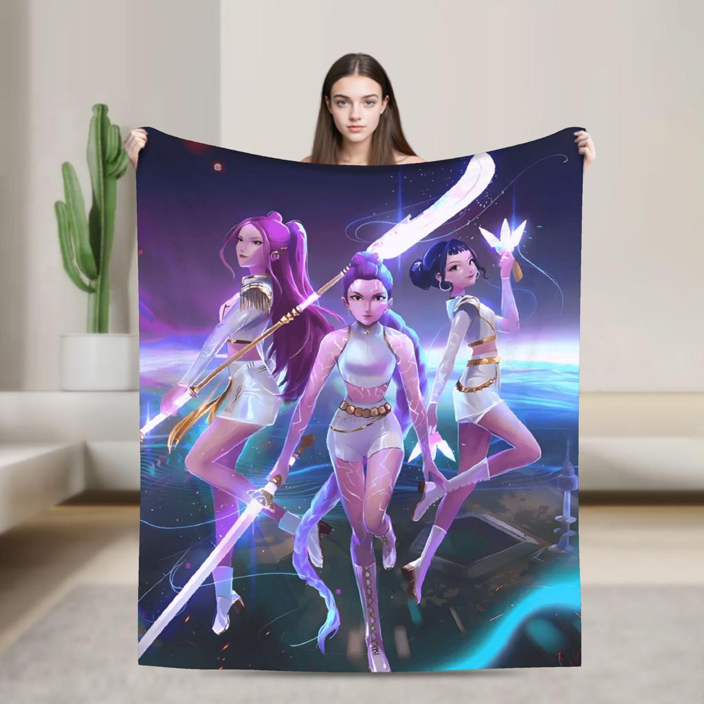 Super Soft Blanket Decorative K-Pop Demon Hunters Hot Anime  Throw Blanket  Flannel Bedspread For Couch Bed Sofa Bed Cover