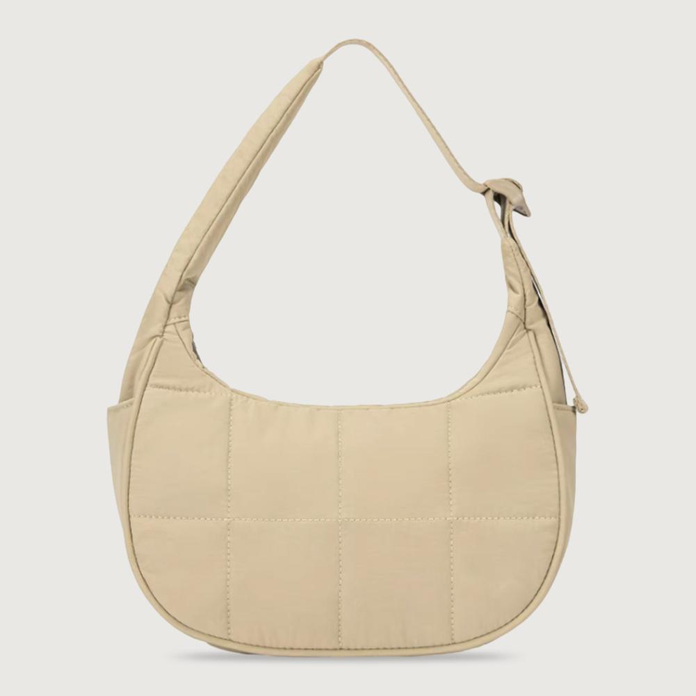 Puffer Crescent Bag for Women Quilted Shoulder Bag Nylon Adjustable Strap Shoulder Purse with Zipper Hobo Bag for Work Travel