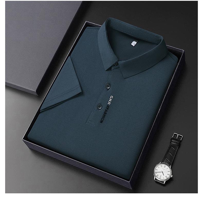 Men's Summer Ice Silk Short Sleeve Lapel T-Shirt - Versatile, Trendy, Cool, and Casual.