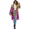 Imitation Fur Bump Color Leopard Print Fluffy Jacket Hooded Warm Long Plush Coat