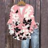 Summer Tops For Women Cute V Neck 3/4 Sleeve Blouses Floral Print Top Casual Shirts