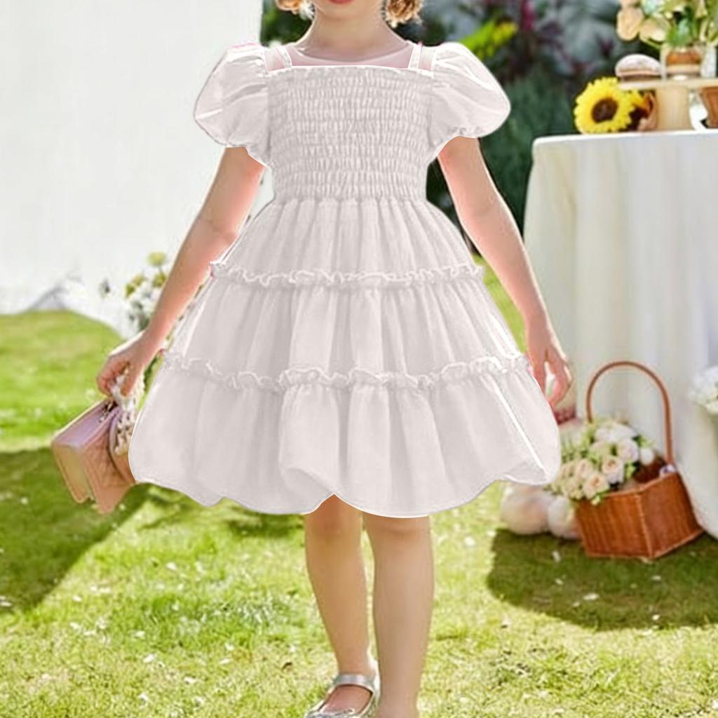 Girls' Puff Sleeve Dress - Toddler Princess Party Gown 3-7Y