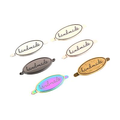 5 Stück Handgefertigte Metalletiketten Gold Silber Farbe Bastelbekleidungsetiketten Anhänger Für Taschen Geldbörse Handgefertigt Buchstabendruck DIY Nähetiketten