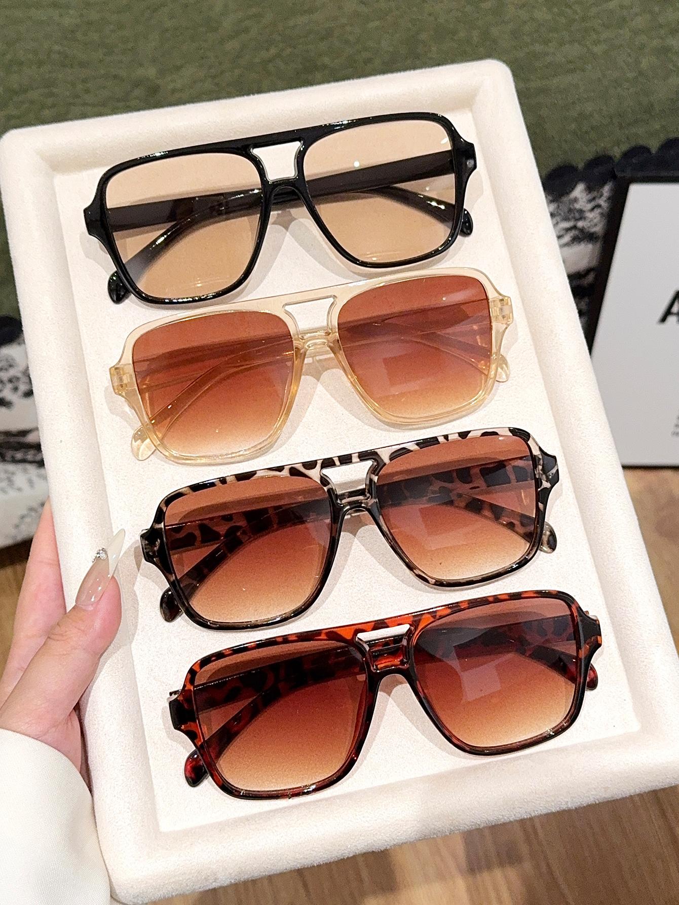 4Pcs Classic Fashionable Square Frame Combination Glasses Fashionable Glasses/Durable Glasses/Casual Decorative Glasses