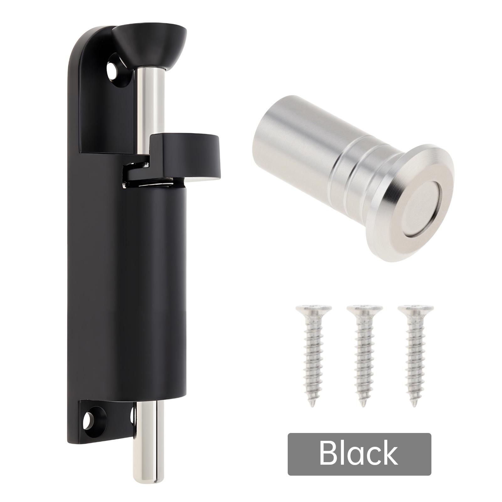 

3.9 Inch Zinc Alloy Spring Loaded Sliding Door Lock Heavy Duty Bolt Latch Includes Dust Canister 3 Screws Universal Home Fence Gate чёрный