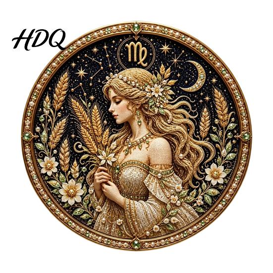Gwiazdowa Mapa Nieba Strażnika Znak Zodiaku Zestaw Sztucznych Pereł 12 Znaków Malowanie DIY Zestawy Rękodzieła Okrągły 3D Zestaw Ścienny z Konstelacjami dla Dorosłych Ręcznie Robiony Dom