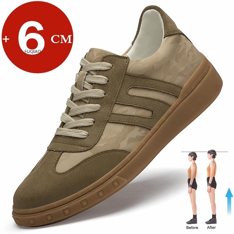 

Мужские повседневные кожаные кроссовки из коровьей замши на платформе с круглым носком, на шнуровке, модные лоскутные туфли, увеличивающие рост 36