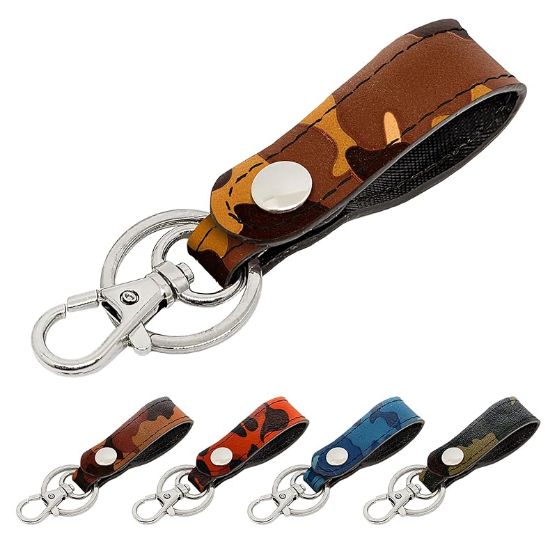 

[Trend SS] genuine leather key ring men s camouflage pattern genuine leather key ring cowhide leather key key snap button belt type key ring bag charm