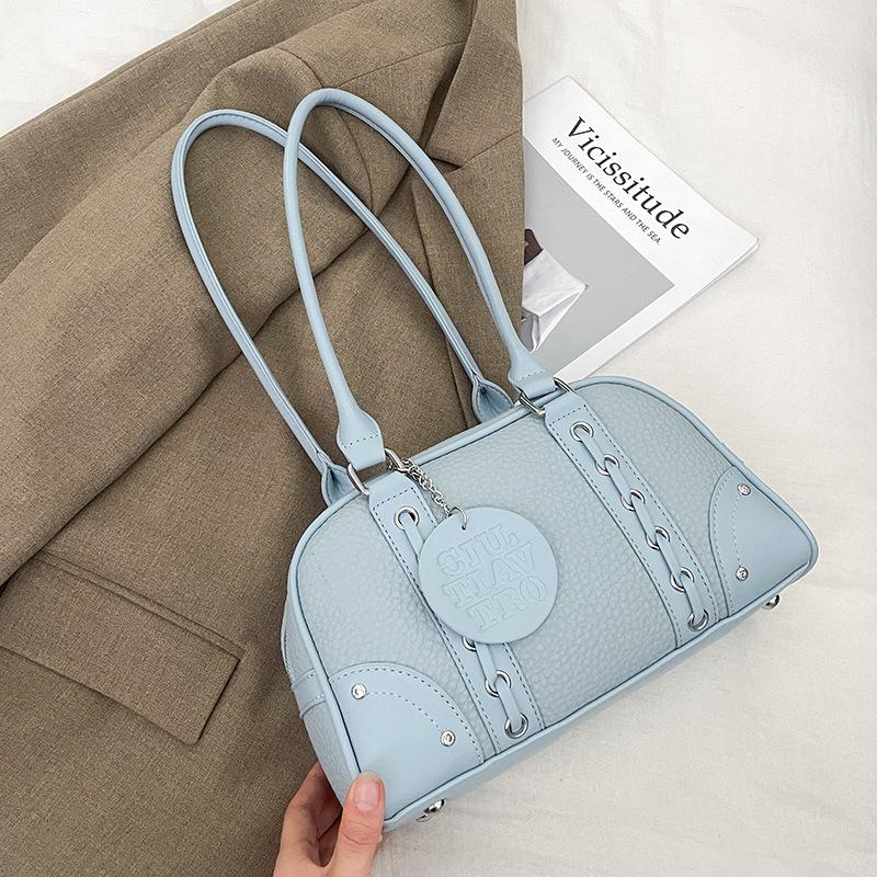 Korean summer niche foreign style underarm bag 2025 new fashion contrasting color casual commuter shoulder Boston bag