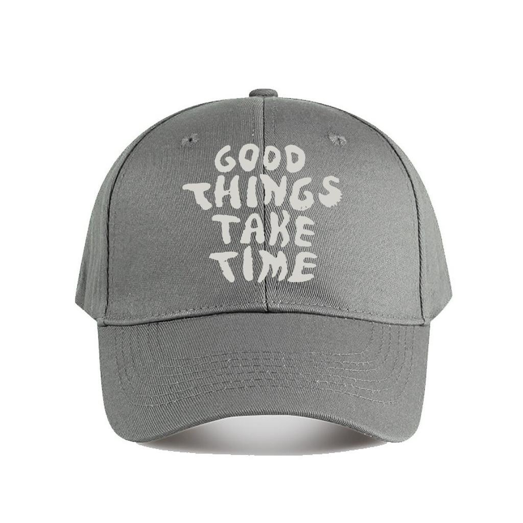 Good Things Take Time Text Baseball Cap Fashion Outdoor Sports Sunhat Unisex Snapback Cap WoUnisexs