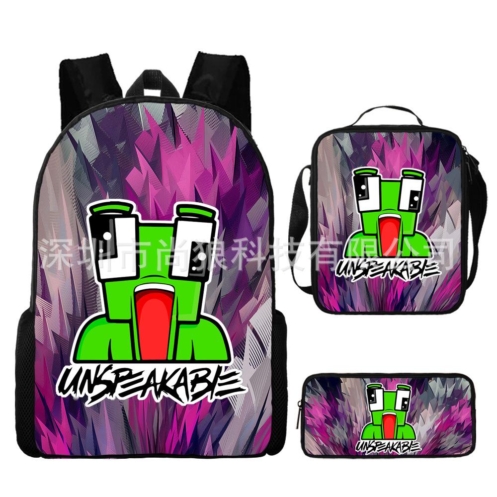Unspeakable Pattern Schoolbag Large Capacity Backpack Shoulder Bag Pencil Case Three-Piece Set