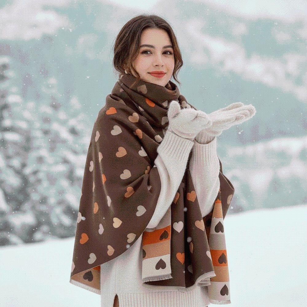 Soft Winter Warm Shawl Warm Faux Cashmere Wrap Colorful Knit Stole Korean Style Muffler Daily Wear