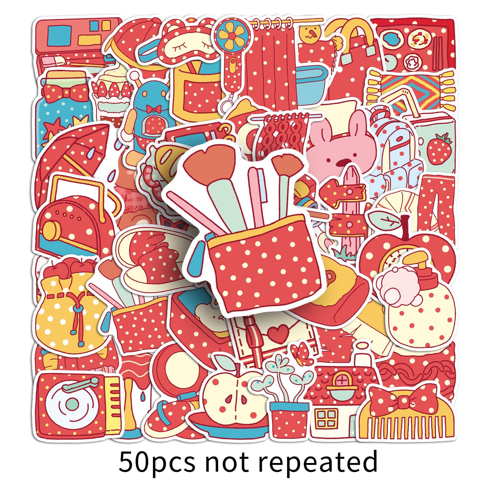 50 Sheets Polka Dot Graffiti Stickers: Hand-Drawn, Cute & Waterproof Milk Tea Cup Decorations