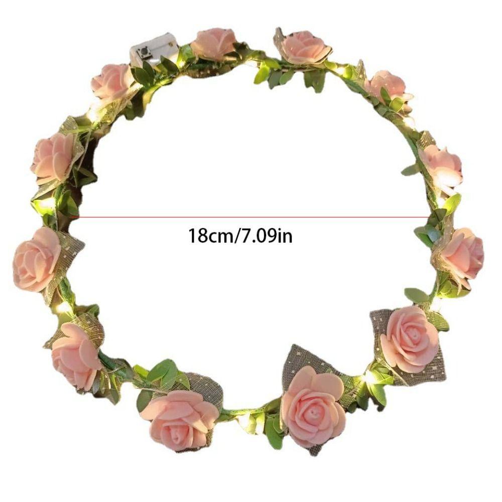 Luminous Flower Crowns Simulation Rose Flower Glowing Wreath Vintage Wreath Headband  For Bride