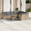 Vidaxl 10-Cz. Garden Furniture Set With Cushions, Beige, Poly Rattan