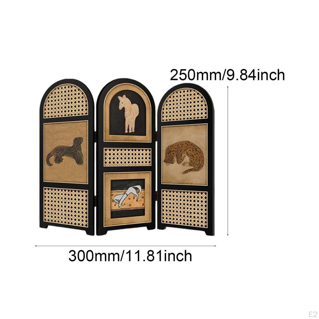 Mini Folding Screen Compact Room Dividers Panel Decorative Elegant Collectible Accents Crafts