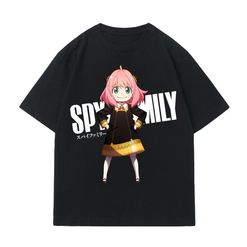 Summer New Cotton Spy Family Print Short Sleeved T-shirt for Men and Women Casual T-shirt Children's Top T-shirt