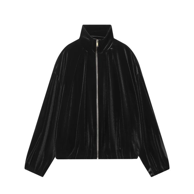 2025 European & American Style Velvet Bomber Jacket XS чёрный