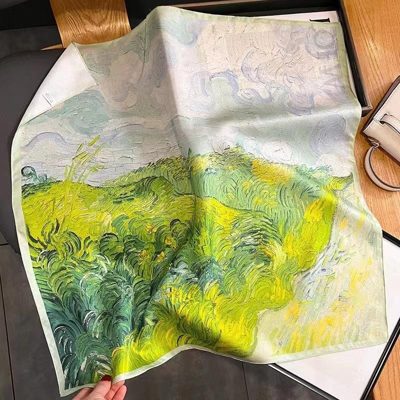 Lite firkantet skjerf nytt silkeskjerf kvinnelig mote allsidig flyvertinne lite halstørkle varmt skjerf