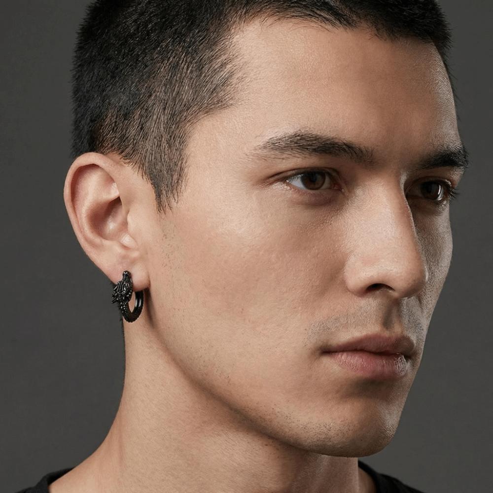 Hot Antique Dragon Hoop Earrings Metal Color Bold Men Earrings Personality Animal Hip Hop Ear Buckles Punk