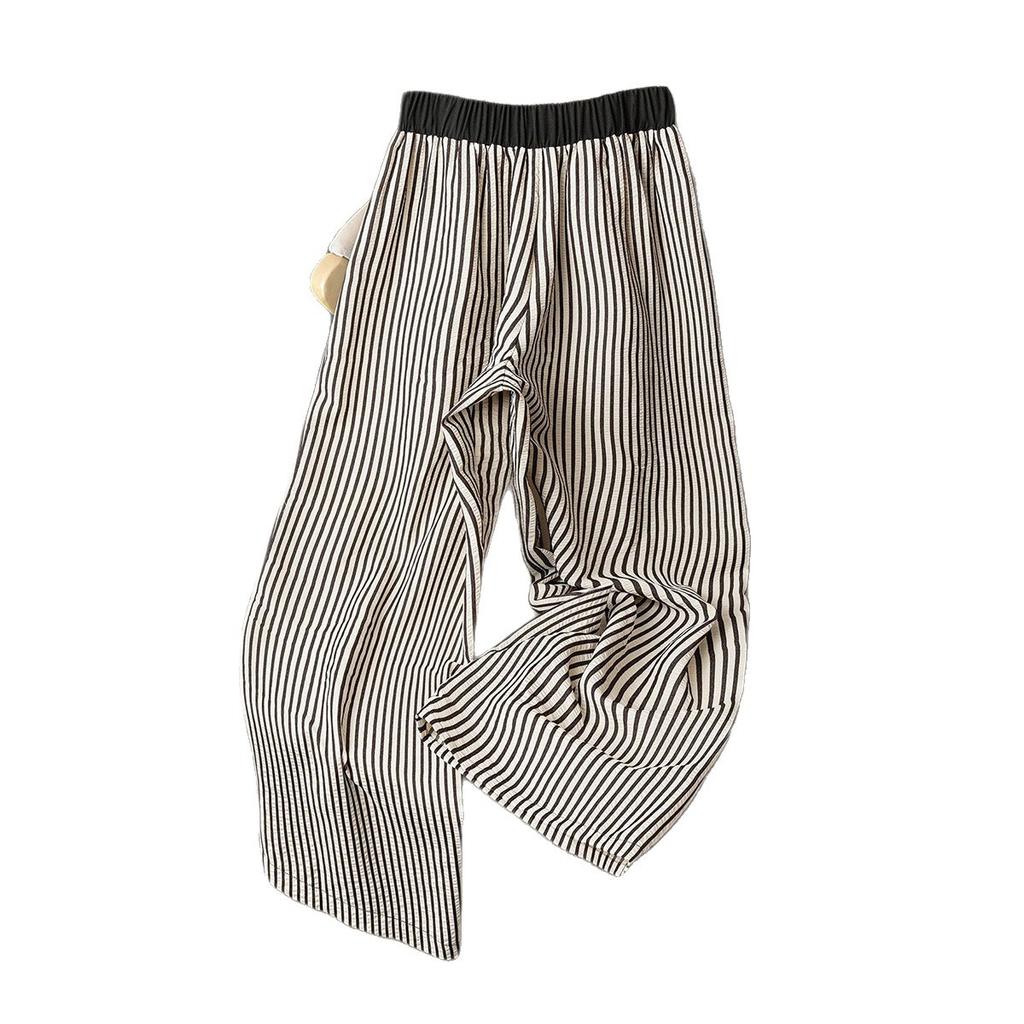 Summer New Texture-striped Wide-leg Pants with High Waist - Comfortable and Slimming Casual Pants with A Good Drape Effect