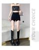 2024 Herbst Koreanische High Waist Slim Schwarze Shorts für Damen - Vielseitiges High-End-Design