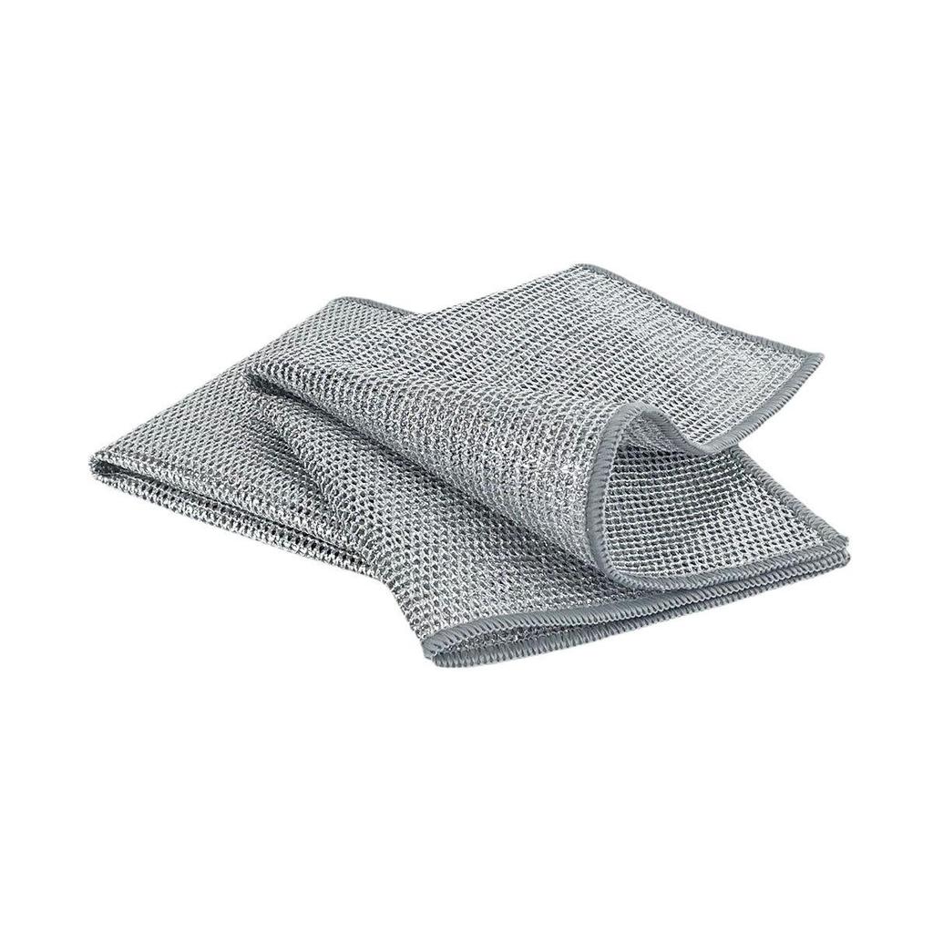 High-Quality Silver Thread Dishcloth: Soft, Durable, Non-Stick, and Tough Dishwashing Cloth with Steel Wire and Polyester Blend.