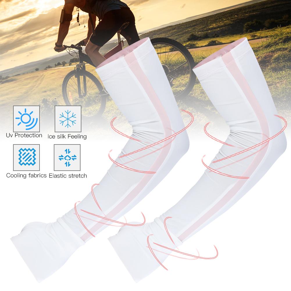 1 Pair Unisex Arm Warmers AntiUV Arm Covers Outdoor Drive Sport Half Finger Sleeves(White S)