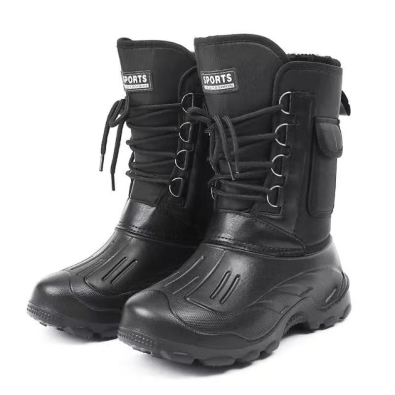 Men Outdoor Waterproof Snow Boots Winter Plush Protection Boots Fishing Boots Rain Shoes 40-46
