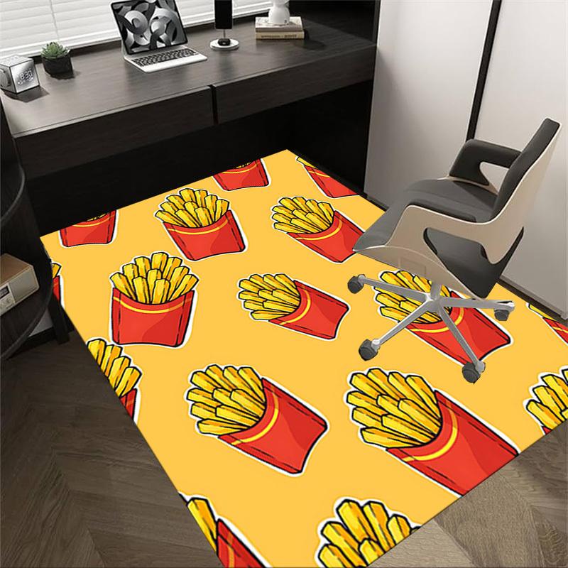 

1PC french fries yellow background Anti-slip carpet, suitable for Office, bedroomand playrooms. It can also be used as a sofa footrest cover-R89 60cm by 90cm