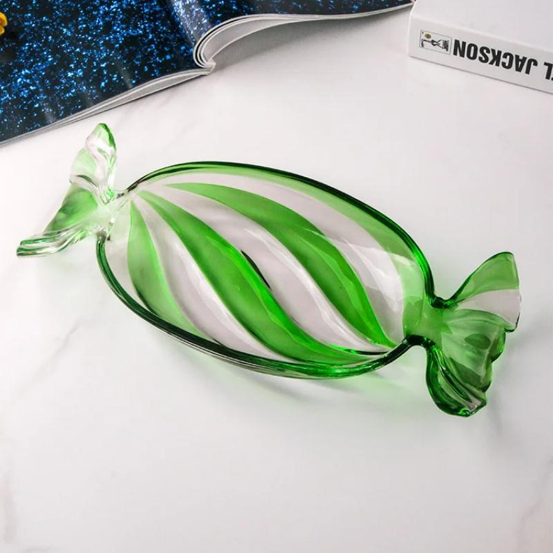 Tykk krystallglass snackstallerken godteriformet dessertbrett festserveringsskål juledekorasjon servise høytidsservering