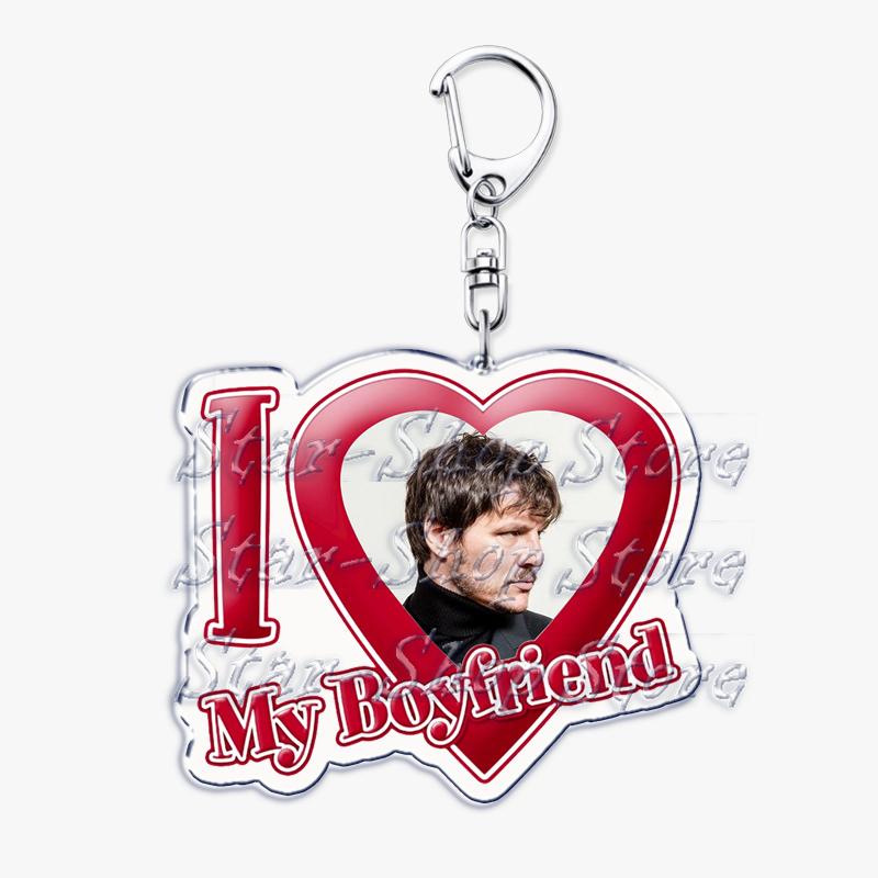 Hot Pedro Pascal I Love My Boyfriend Heart Keychain for Women Accessories Key Chain Ring Keychains Jewelry Fans Gifts