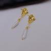 Lan Yun niche, natural baroque special-shaped pearl stud earrings exquisite temperament versatile French retro earrings female long
