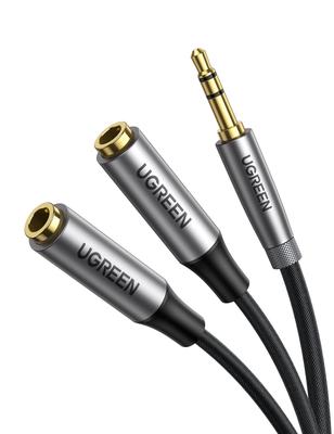 UGREEN 20cm Ses Ayırıcı Çift Yönlü Stereo Kulaklık Uzatma Ses Dayanıklı Naylon 24K PS4 ve MP3'lerle Uyumlu 3,5mm Kablo, 3 Kutuplu/TRS