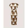 Patchwork Print V Neck Dress, Elegant Short Sleeve Dress For Spring & Summer, Women's Clothing