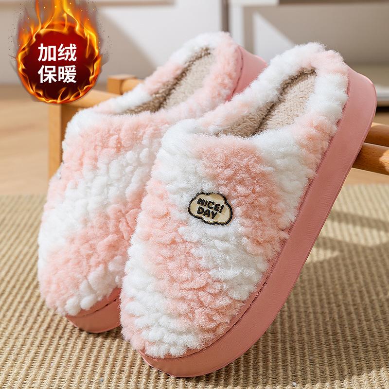 Bag heel cotton slippers autumn and winter indoor warm non-slip thickened velvet cotton shoes men