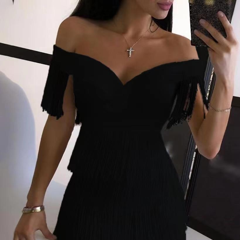 

Женское платье Модное облегающее платье с кисточкой Облегающая юбка Женская юбка XL чёрный