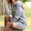 Casual Loose Solid Women Hoodies Long Style Sweatshirt Casual Pocket Oversized Hoodie Kpop Hoody Dress Pullover