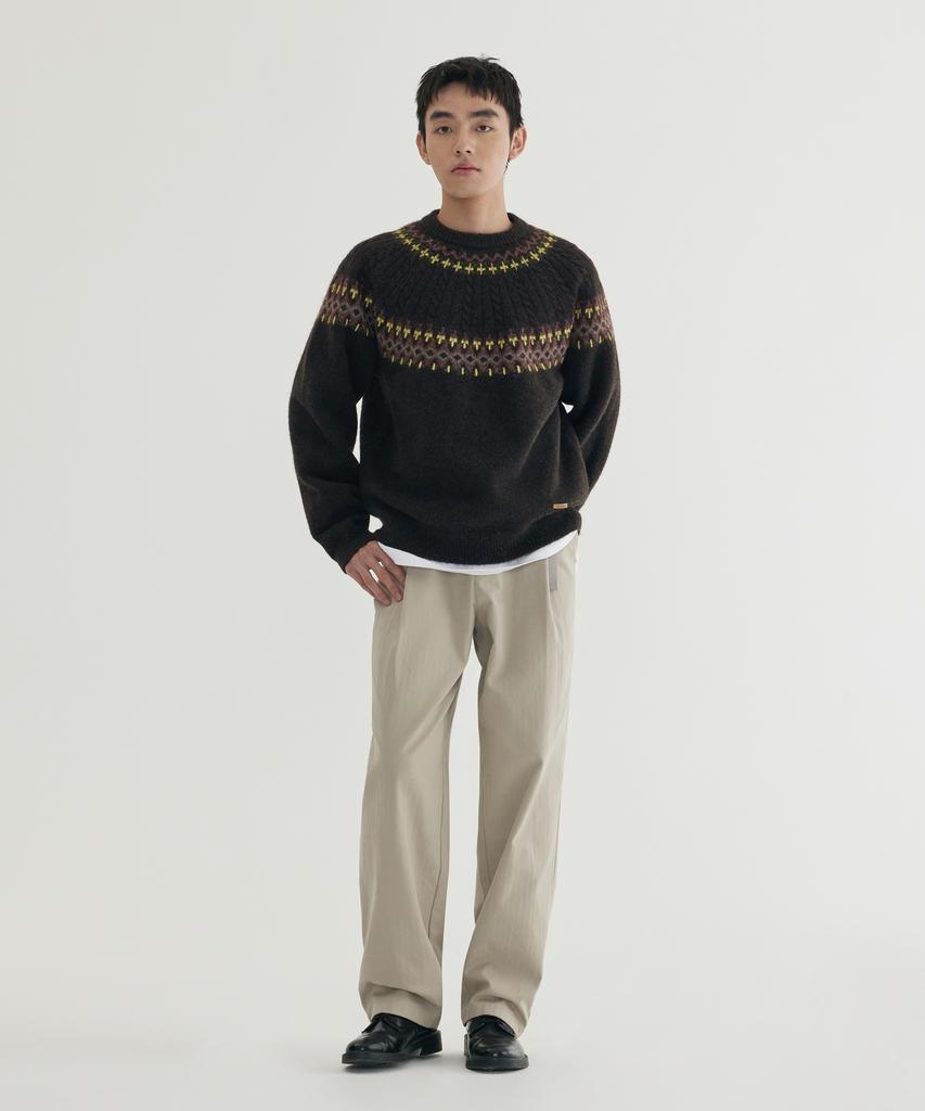 COVERNAT Jacquard Pattern Pullover Brown