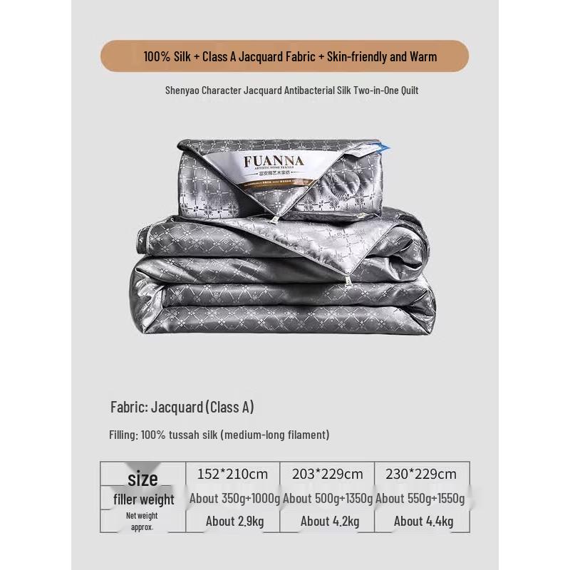 Fuanna 100% Mulberry Silk All-Season Duvet Set