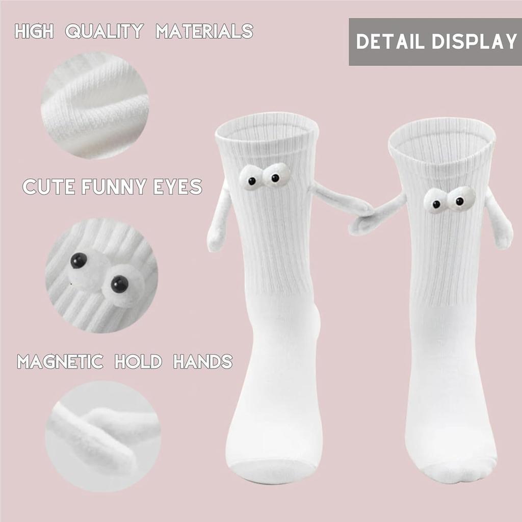 Magnetische Lustige 3D-Augen Socken Partner Matching Mittelhohe Socken Atmungsaktiv Unisex Neuheits Socken Für Damen Trendig Bequem zu Tragen